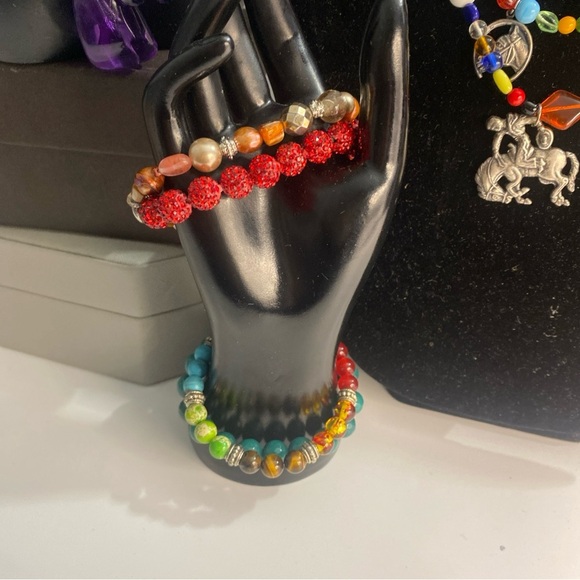 Lot Southwest Style Art Glass Bead Multicolor Necklaces - Picture 7 of 13